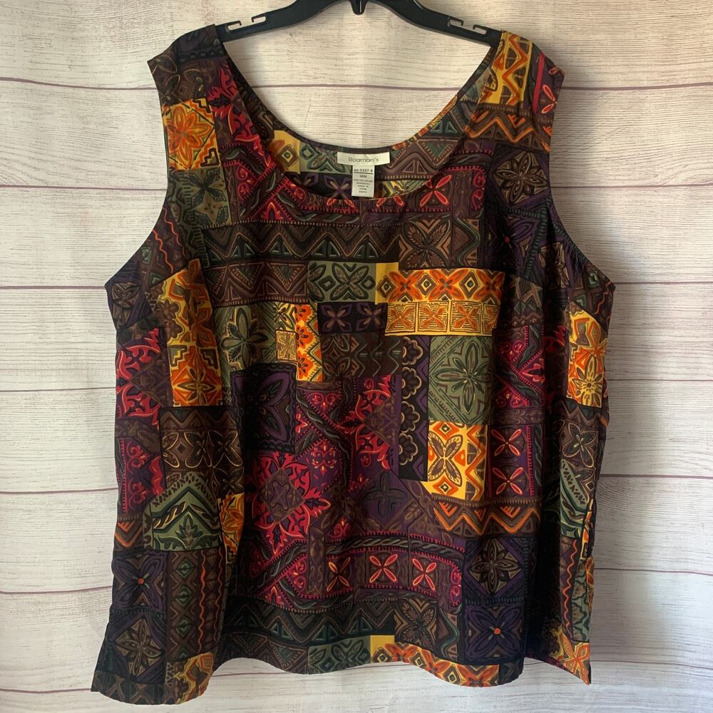 VINTAGE Alfani Multicolor Patchwork Print Sleeveless Top